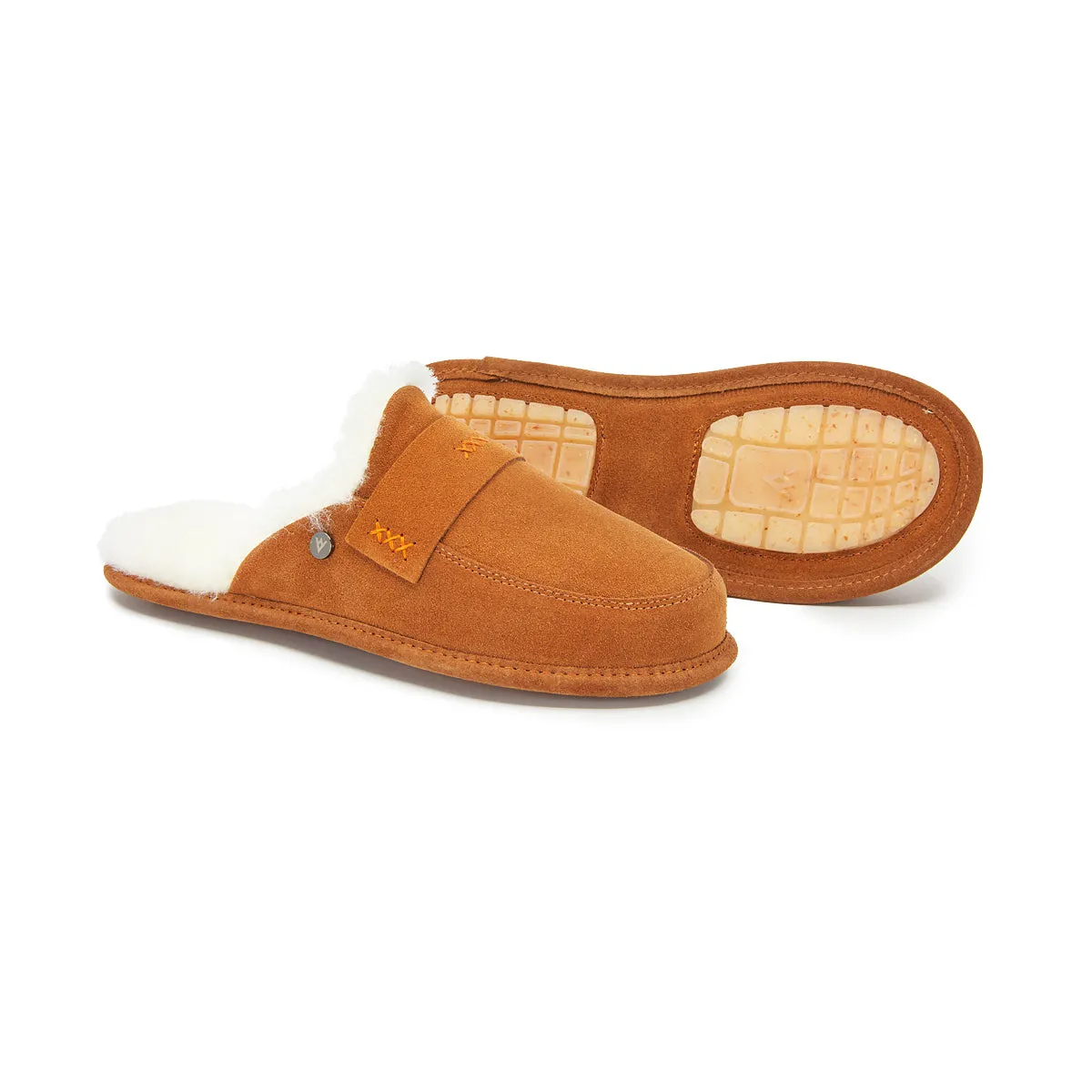 ABBY NOUGAT-WHITE women's sheepskin slippers