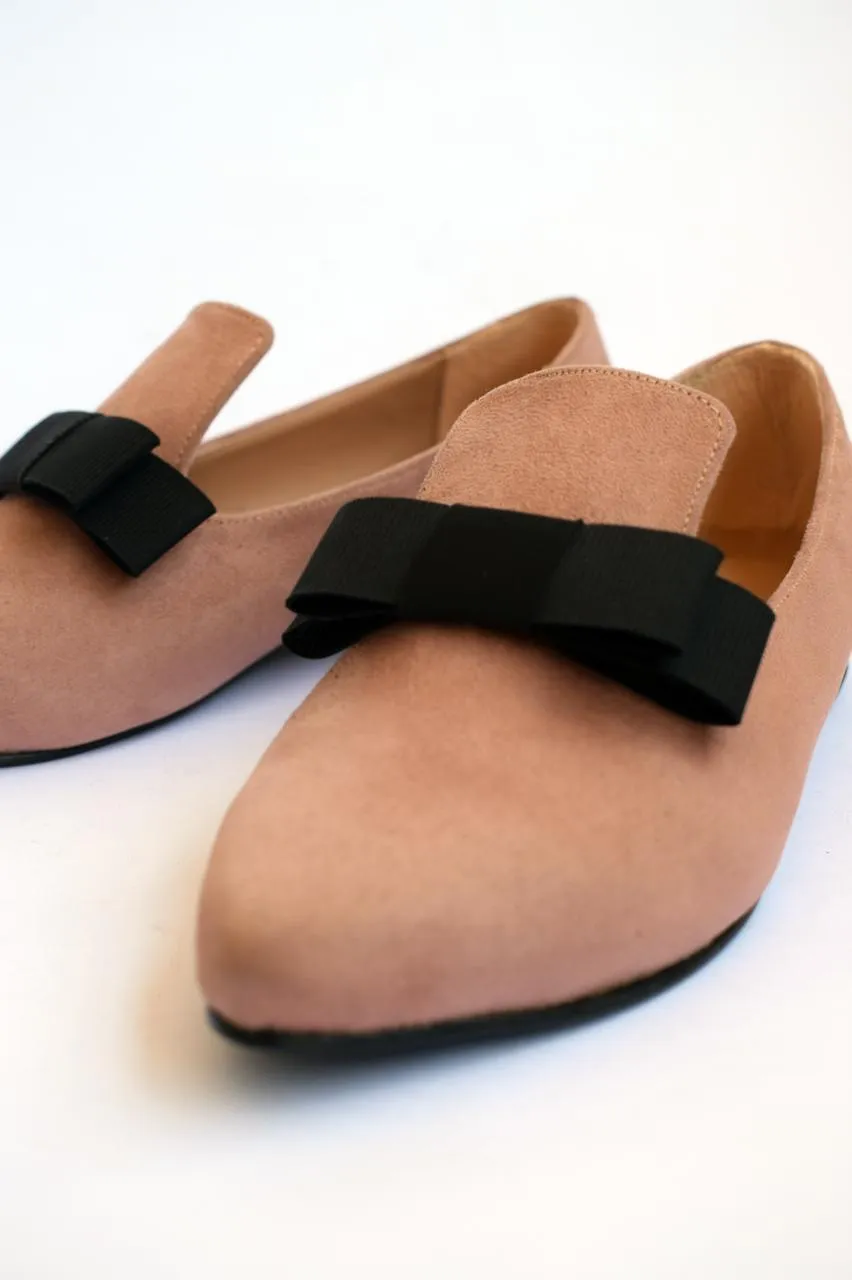 Cashmere Pointed Bow Loafers