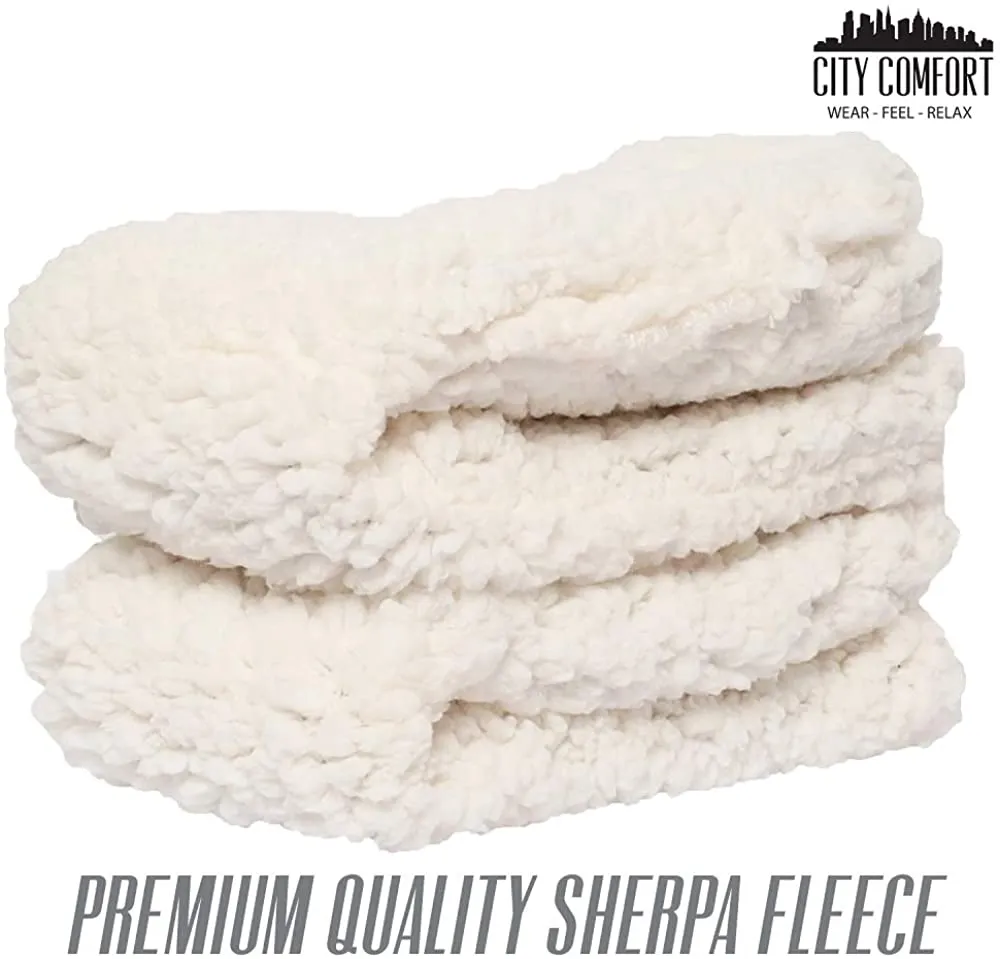 Cat Slipper Socks, Thermal Thick Sherpa Fleece Fur Lining Perfect Comfort and Warmth