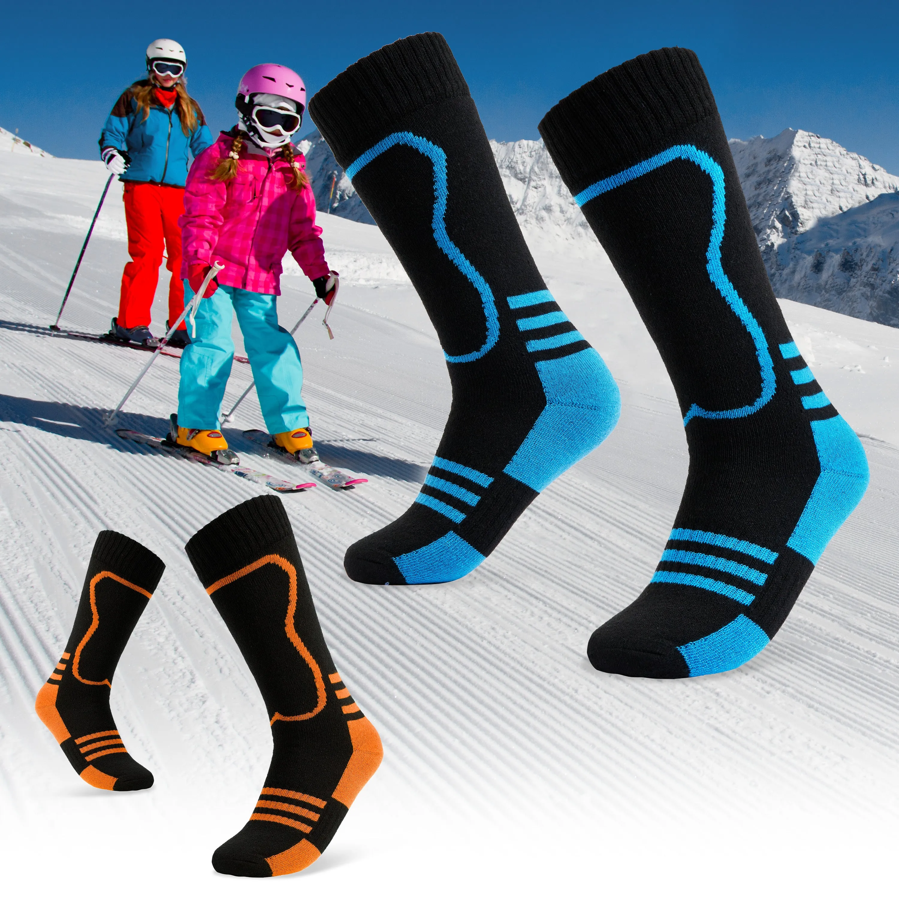 CityComfort Kids Socks Ski - Pack of 2 - Thermal Socks