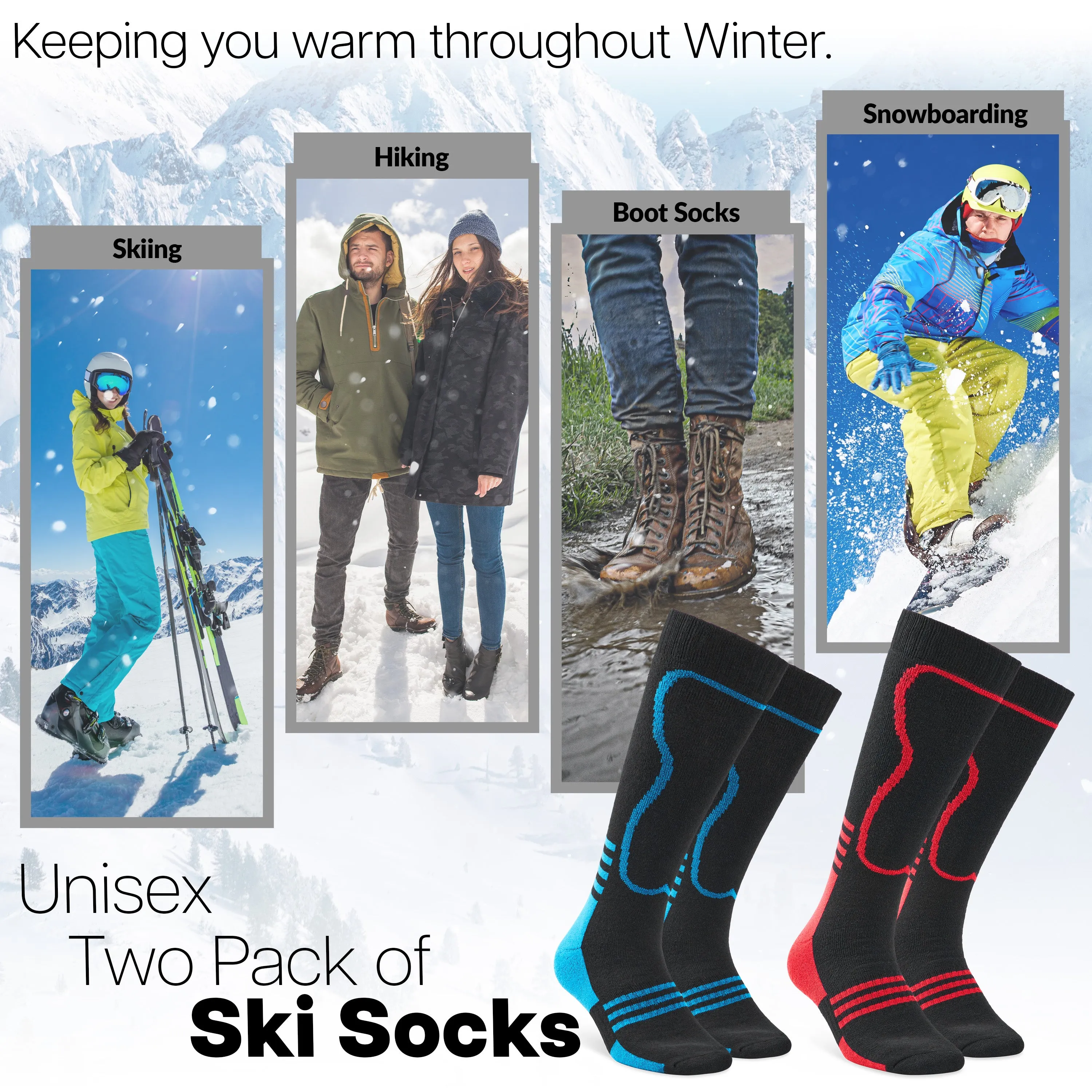 CityComfort Mens Socks Thermal Socks - Pack of 2 -Winter Socks