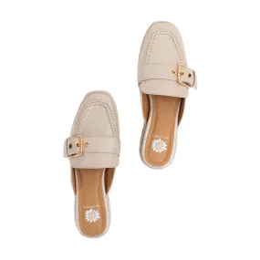 Faux Leather Loafers with Gold Buckle