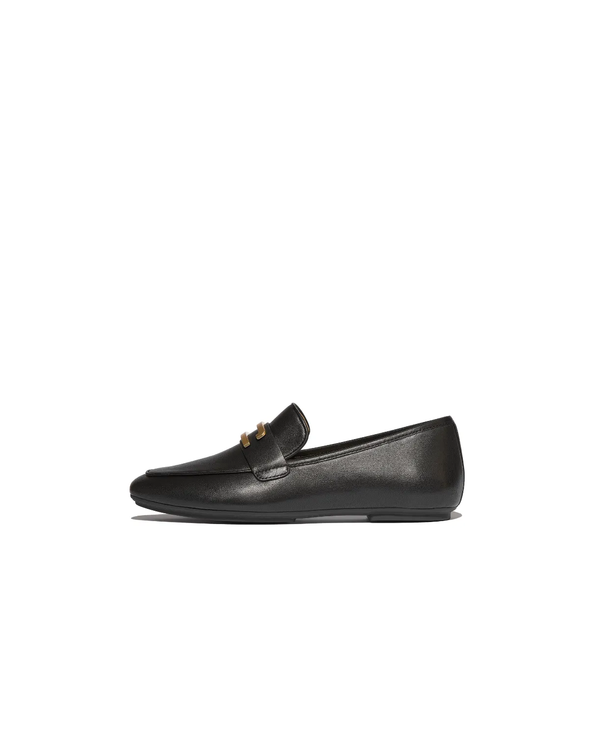 FitFlop Delicato Gold Trim Leather Loafer Black