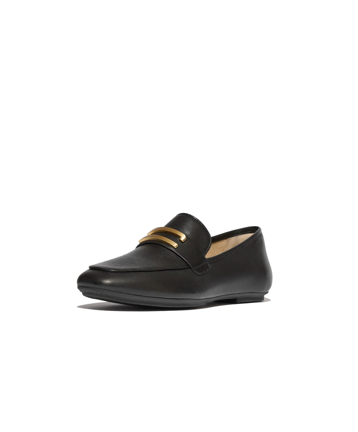 FitFlop Delicato Gold Trim Leather Loafer Black