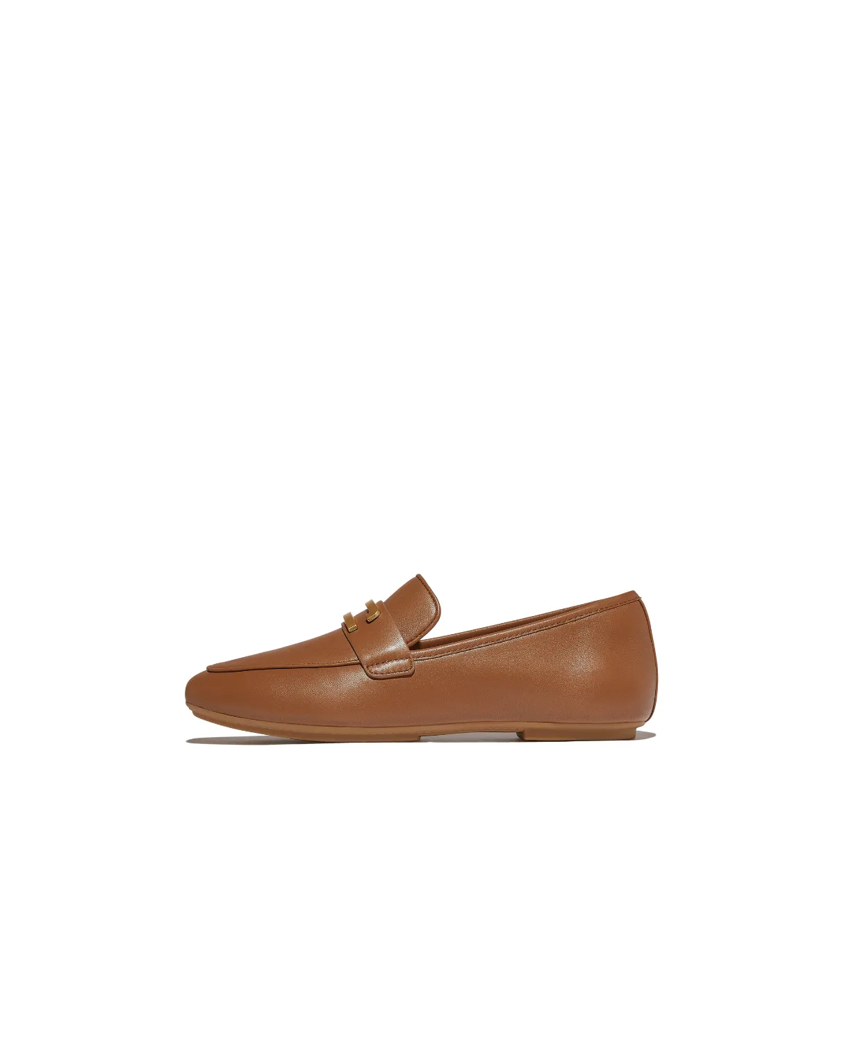 FitFlop Delicato Gold Trim Leather Loafer Deep Tan