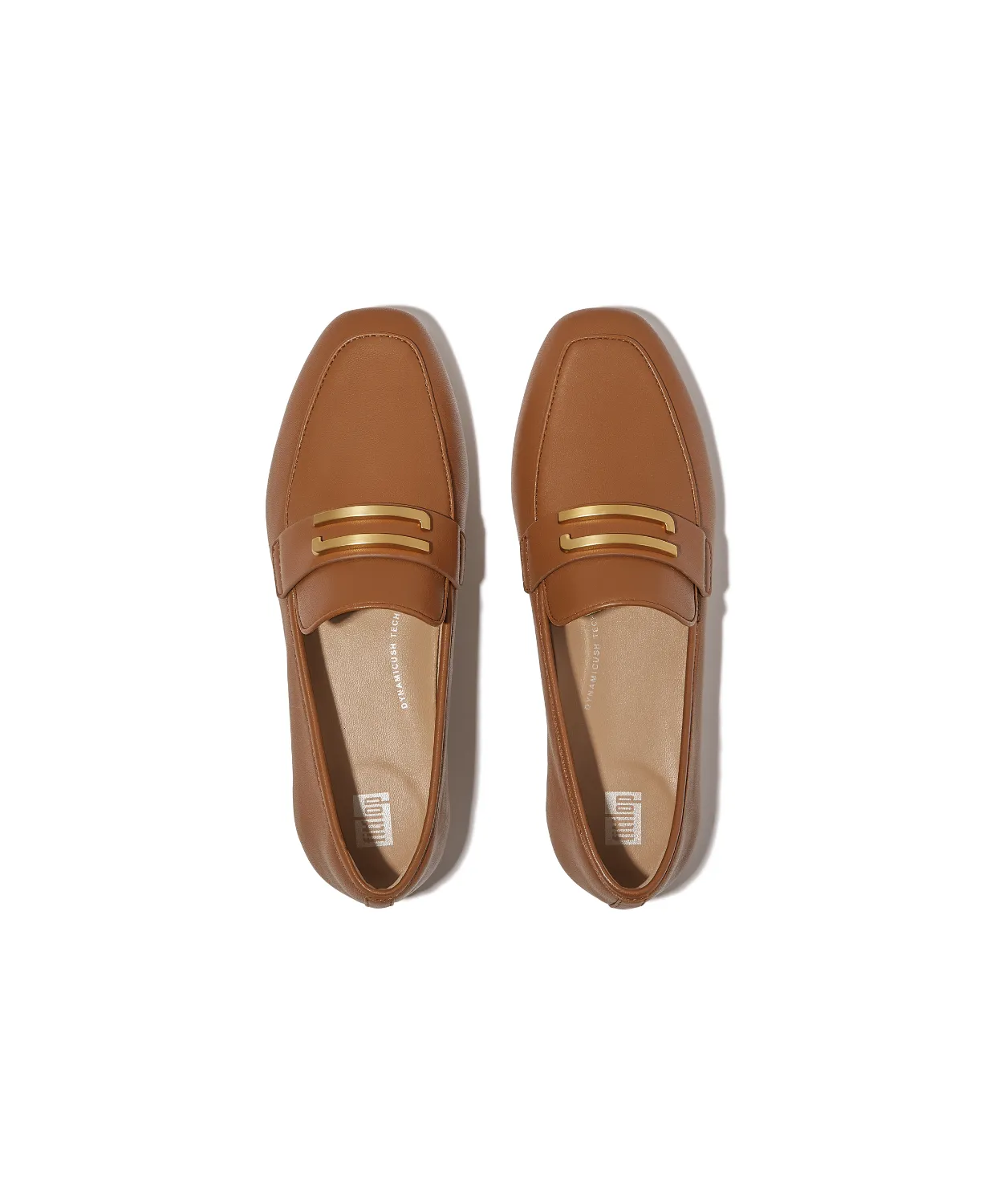 FitFlop Delicato Gold Trim Leather Loafer Deep Tan