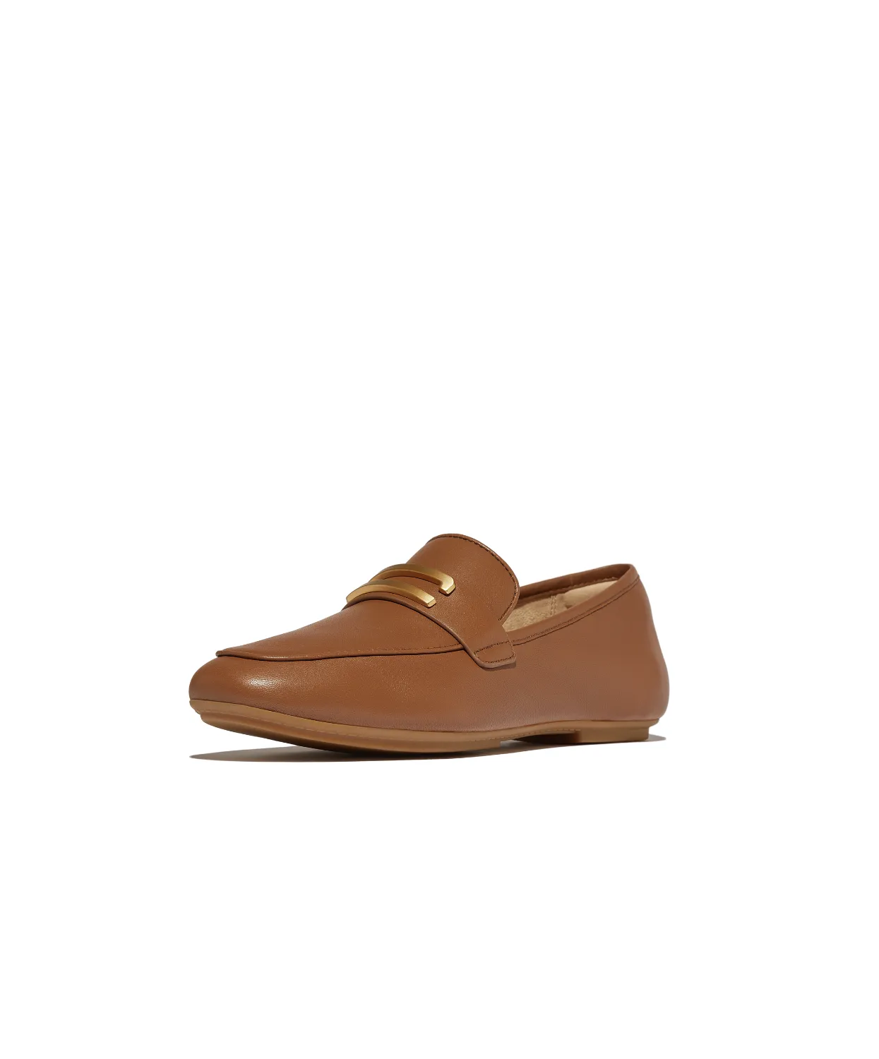 FitFlop Delicato Gold Trim Leather Loafer Deep Tan
