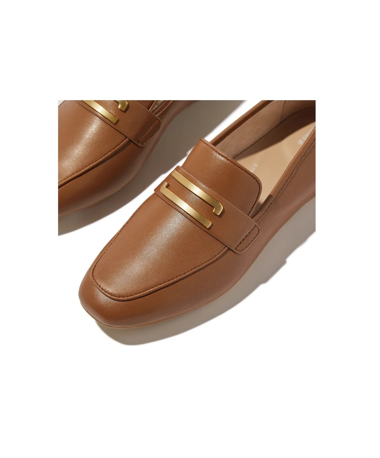 FitFlop Delicato Gold Trim Leather Loafer Deep Tan