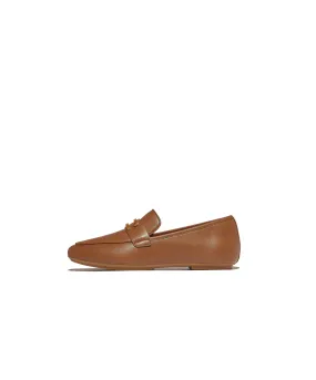 FitFlop Delicato Gold Trim Leather Loafer Deep Tan