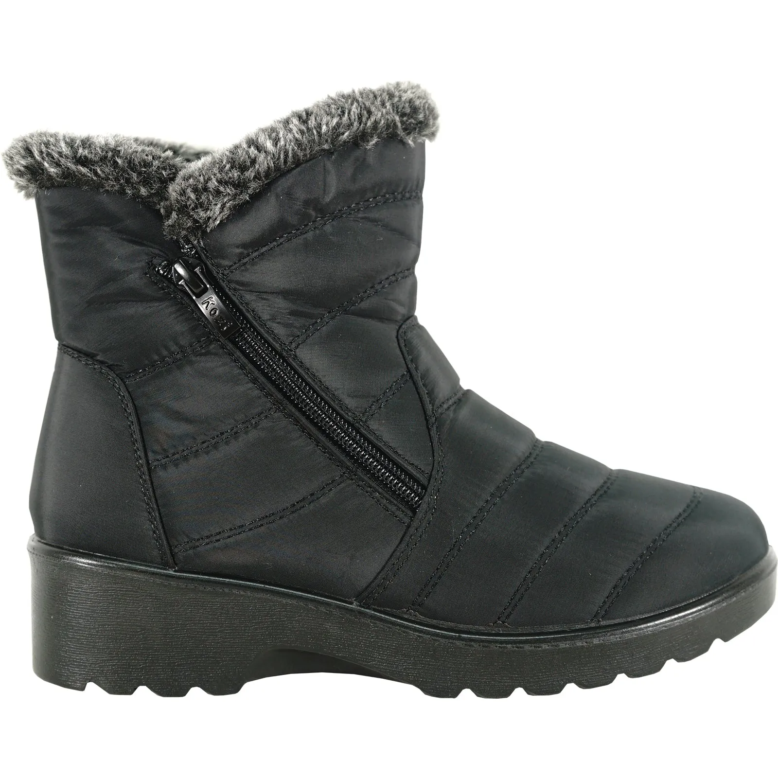 KOZI Women Winter Fur Boot NANCY-3 Ankle Casual Boot Black