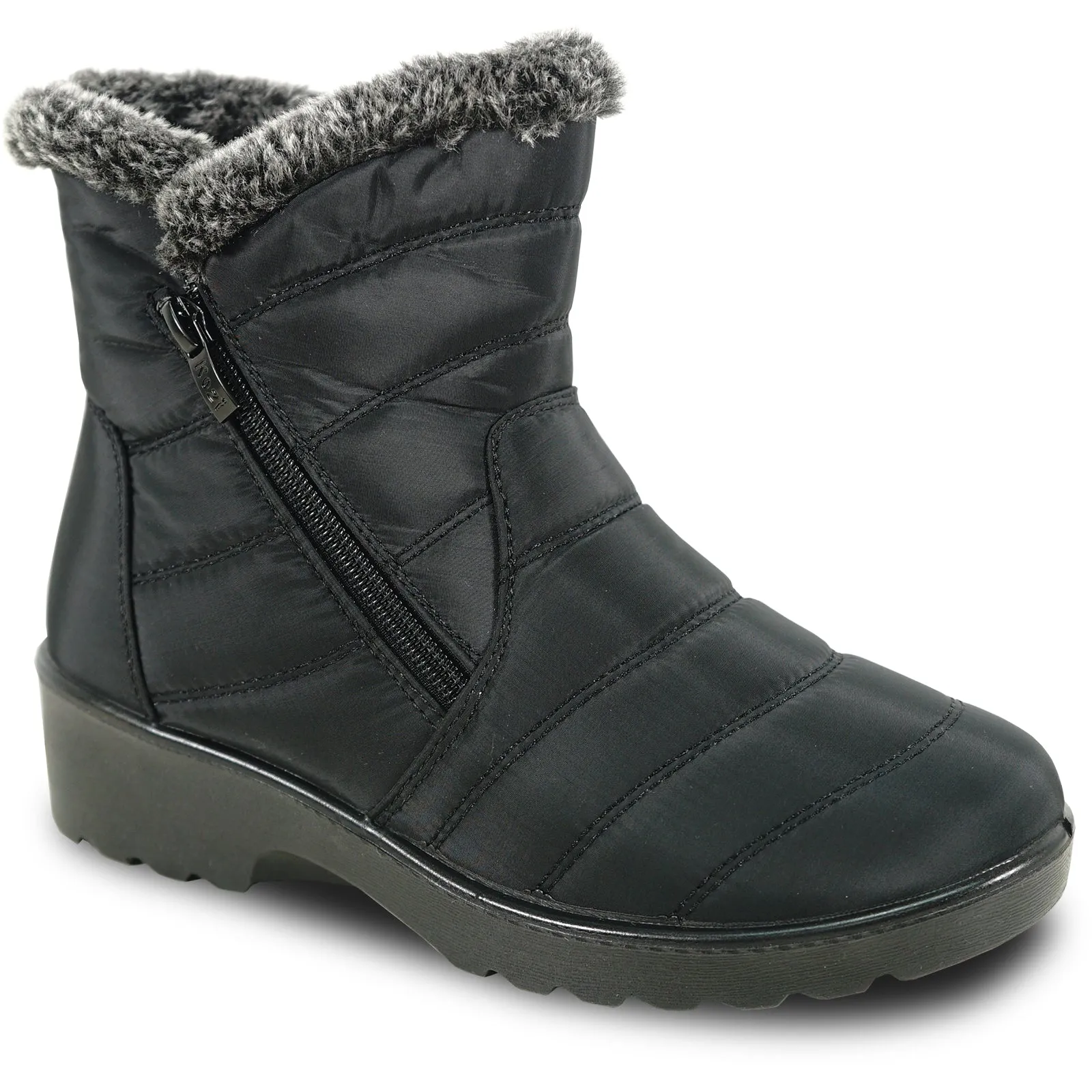 KOZI Women Winter Fur Boot NANCY-3 Ankle Casual Boot Black