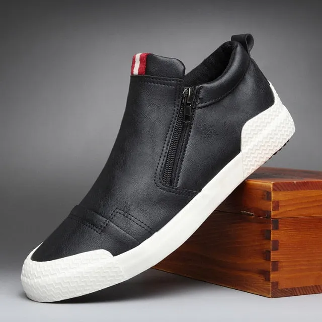 Leather Casual slip on Fashion High Sneakers