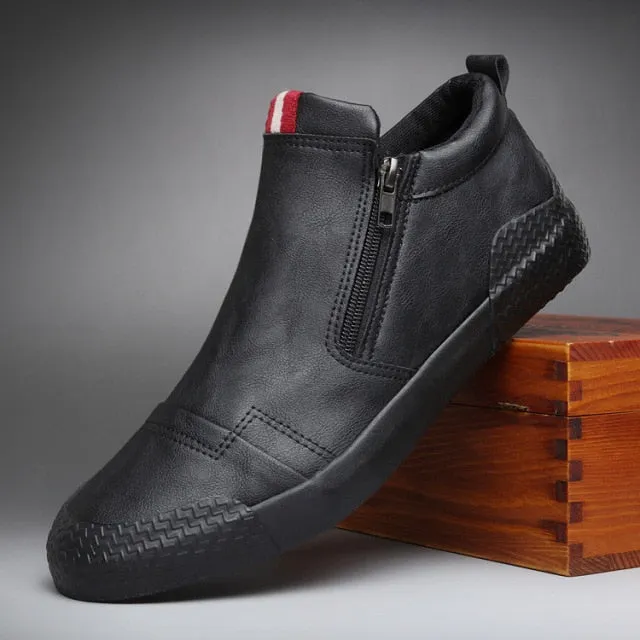 Leather Casual slip on Fashion High Sneakers