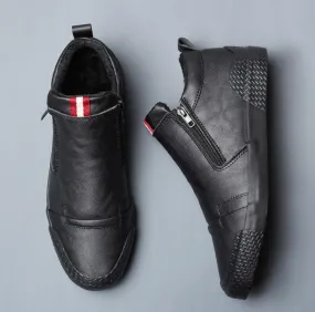 Leather Casual slip on Fashion High Sneakers