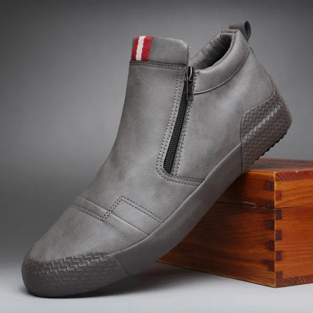 Leather Casual slip on Fashion High Sneakers