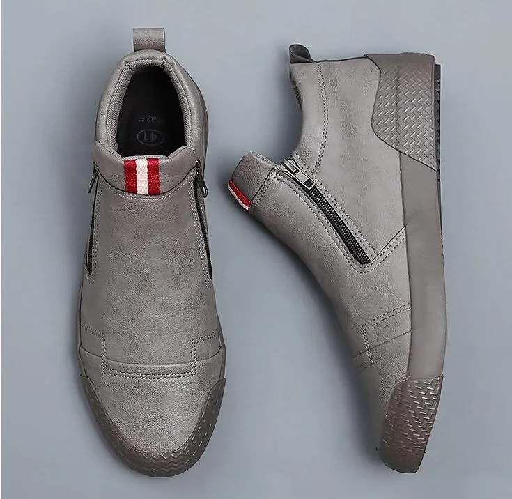 Leather Casual slip on Fashion High Sneakers