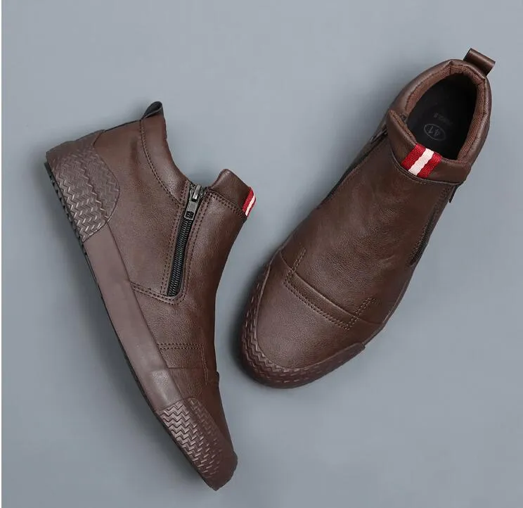 Leather Casual slip on Fashion High Sneakers