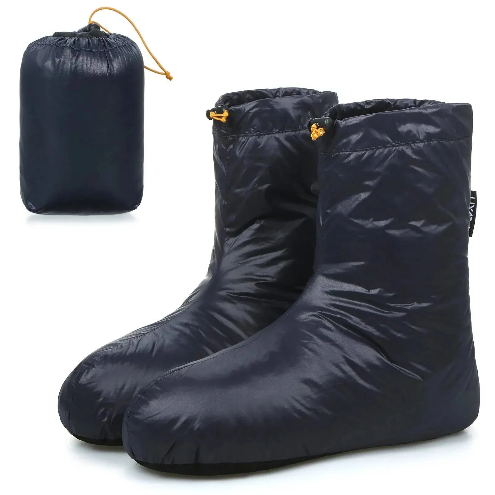 Lixada Winter Down Booties Socks Warm Soft Windproof Sleeping Slippers with Adjustable Drawstring with Storage Bag for Camping