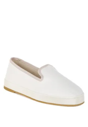 Moshka Round Toe Canvas Slip-On Loafers