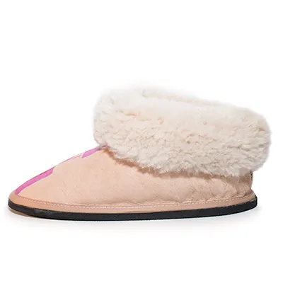 Natural Adult Bootie Slippers: Personalised Monogram with Stripes