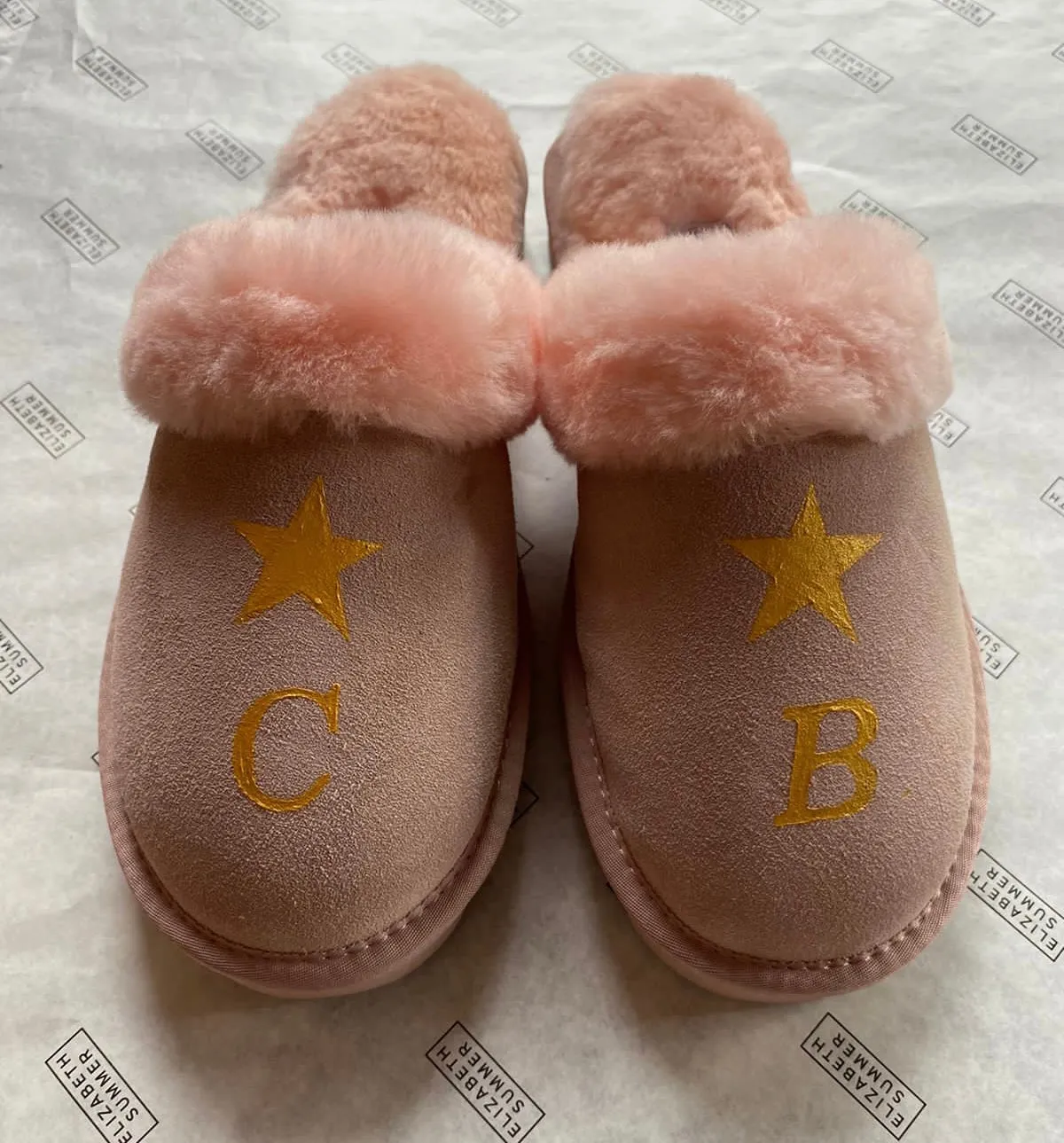 Pink Adult Slippers: Personalised Monogram with Stars