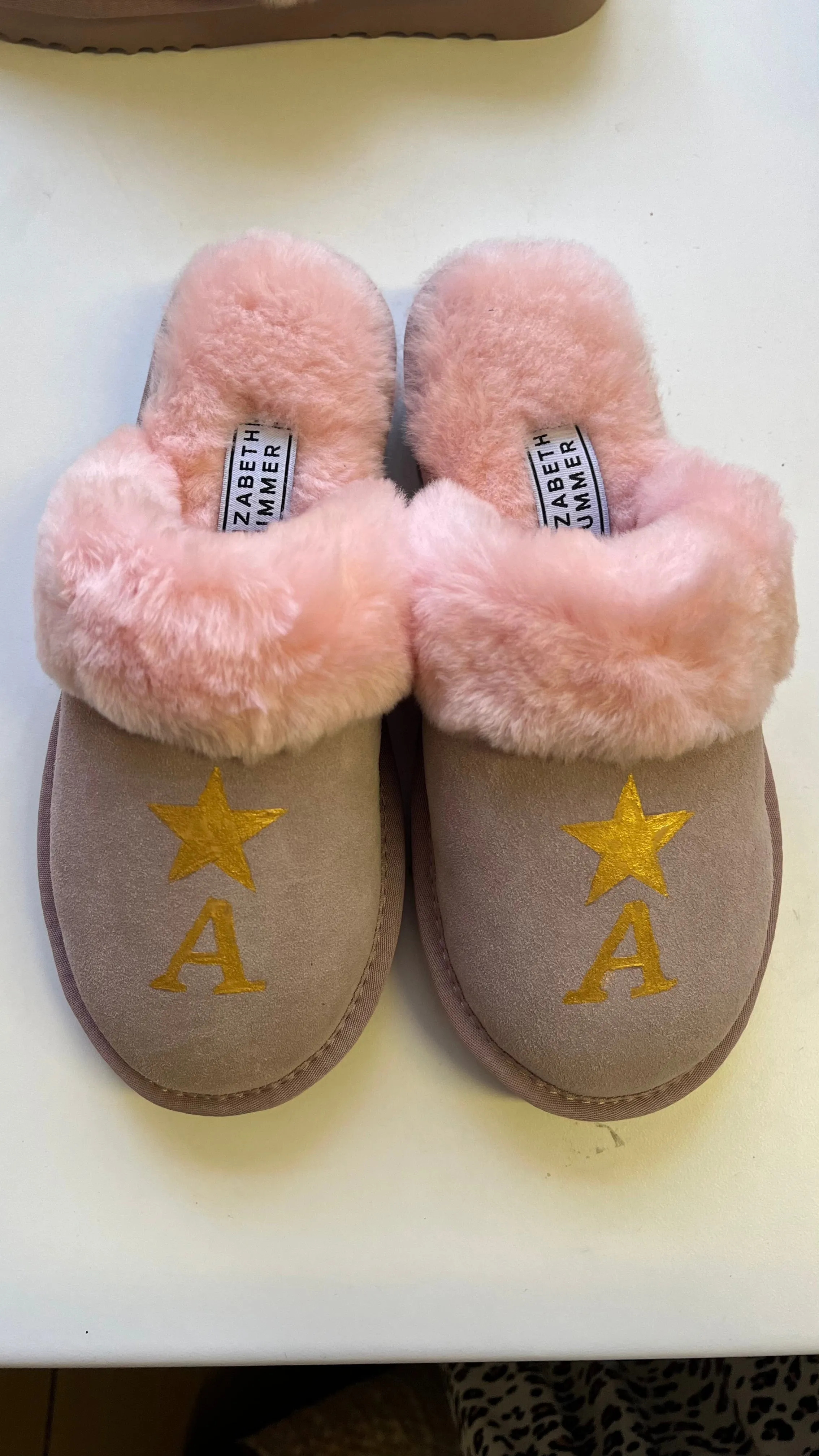 Pink Adult Slippers: Personalised Monogram with Stars