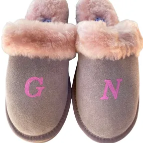 Pink Adult Slippers: Personalised Monogram