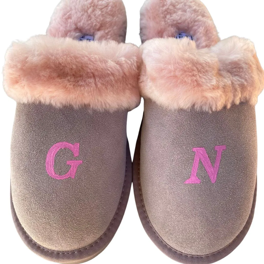 Pink Adult Slippers: Personalised Monogram