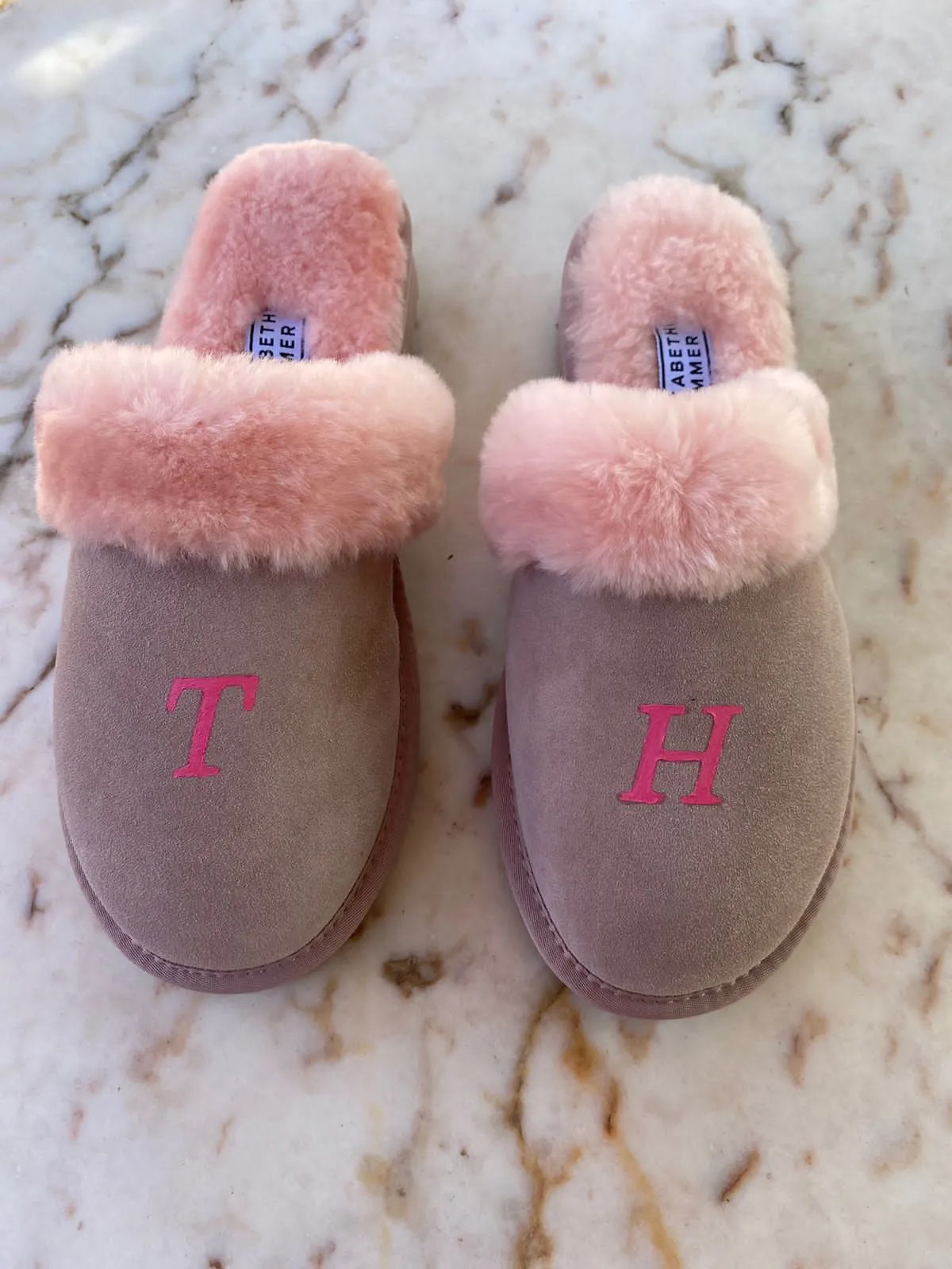 Pink Adult Slippers: Personalised Monogram