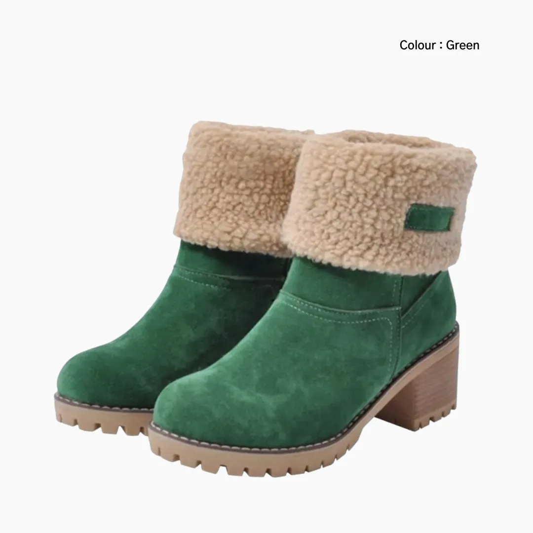 Slip-On, Round Toe : Winter Boots for Women