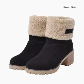 Slip-On, Round Toe : Winter Boots for Women