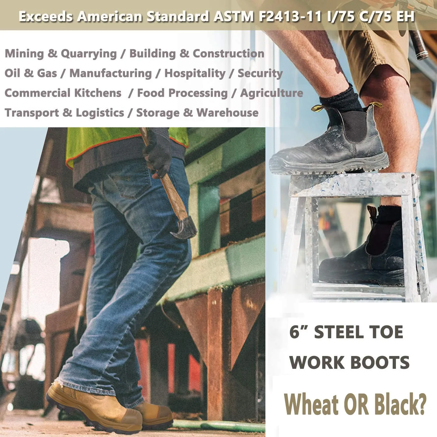 TAN 802 /TAN 822 Soft/Composite Toe Slip Resistant Anti-Static Slip-on Safety Working Shoes Work Boots for Men