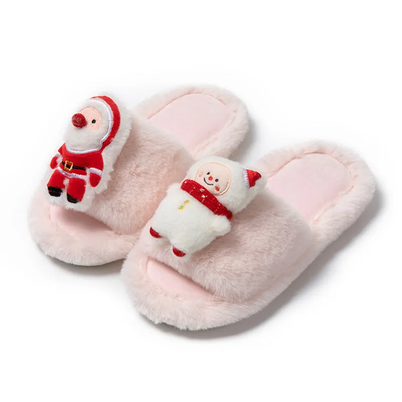 Wholesale 20pcs Santa Open Cotton Plush Thermal Slippers