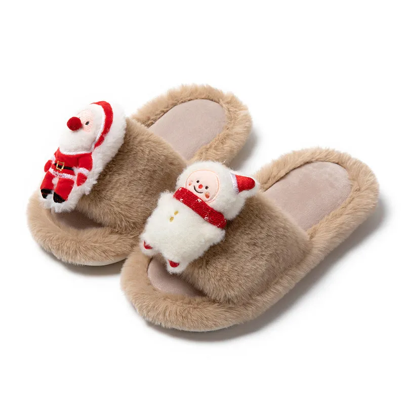 Wholesale 20pcs Santa Open Cotton Plush Thermal Slippers