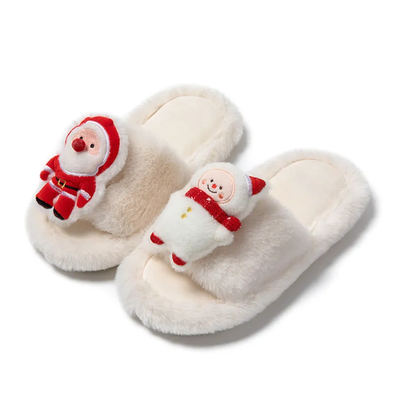 Wholesale 20pcs Santa Open Cotton Plush Thermal Slippers