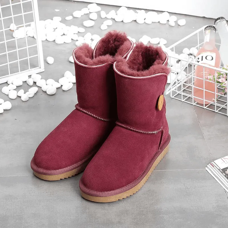 Women Winter Snow Boots Real Leather Natural Fur