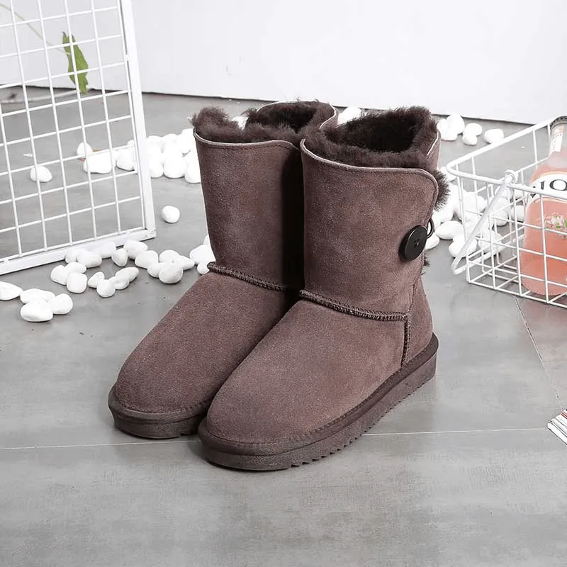 Women Winter Snow Boots Real Leather Natural Fur